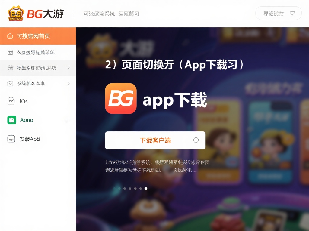 详解BG大游APP下载及安装全步骤指南 2. 页面切换至“app下载”模块
进入官网后,